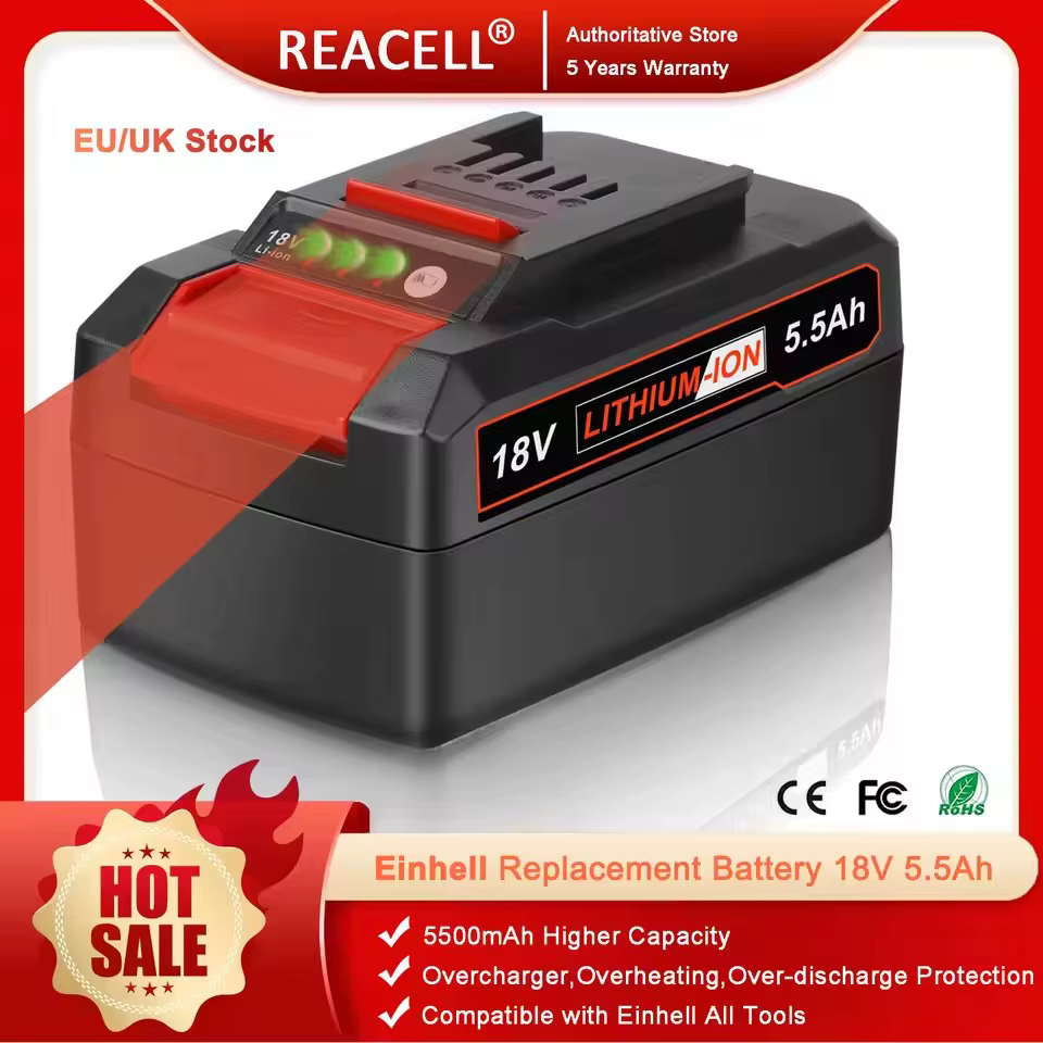 Batterie de remplacement Li-ion 18V 6.0 Ah 4511395 pour EINhell 4511481 4511396 PXC AXXIO GE-LC 18 Li série
