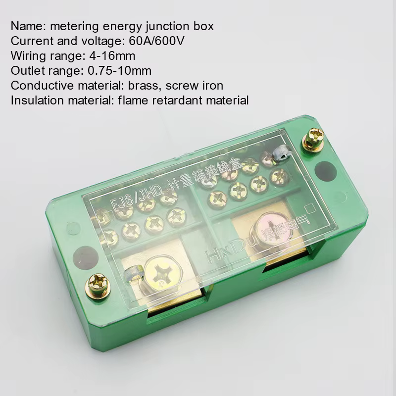 Boîte de jonction électrique monophasé/triphasé Fj6, 1 pièce, prises de 2 pouces, 6/8/12 ports, bornier en laiton, adapté à la distribution domestique, prise en charge maximale 200A, 220V