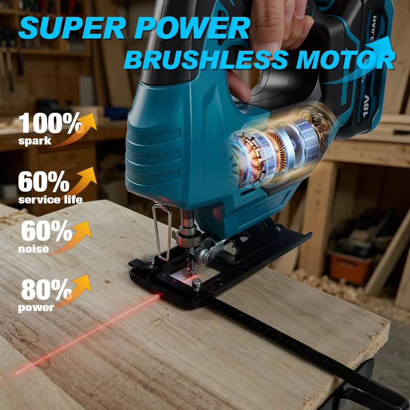 Scie sauteuse électrique sans fil sans balais avec assistance laser pour batterie Makita 18V