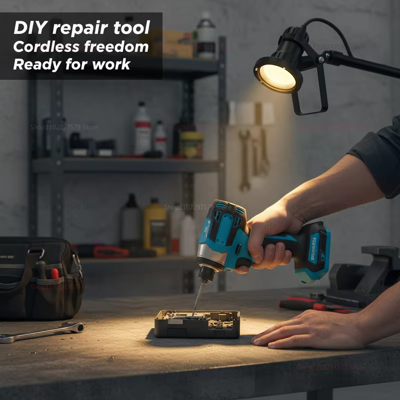 Perceuse à percussion sans fil 18V, outils électriques rechargeables, visseuses 1800 tr/min, idéale pour le bricolage et la construction