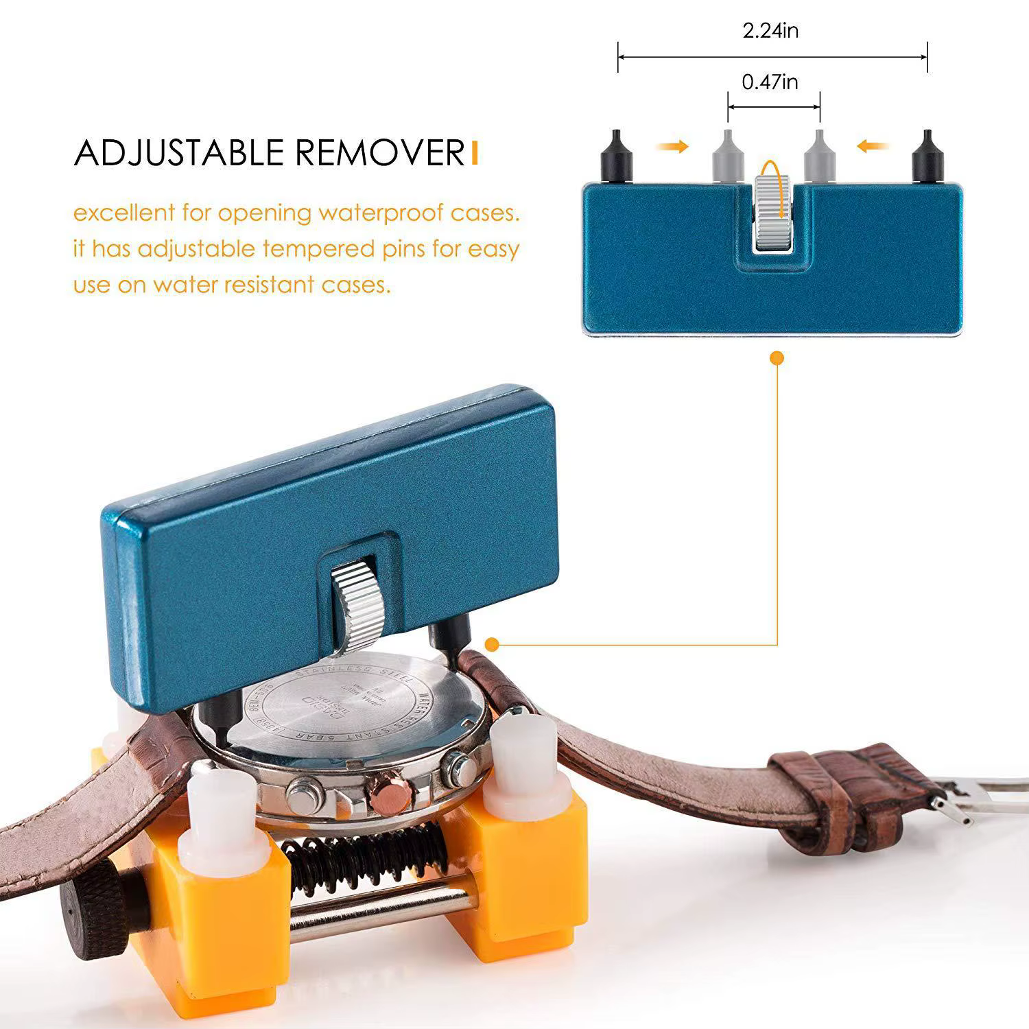 Kit de remplacement de batterie de montre, clé de retrait arrière pour rotation, ouvre-boîtier à couvercle ouvert, montre avec dissolvant d'entretien arrière de montre