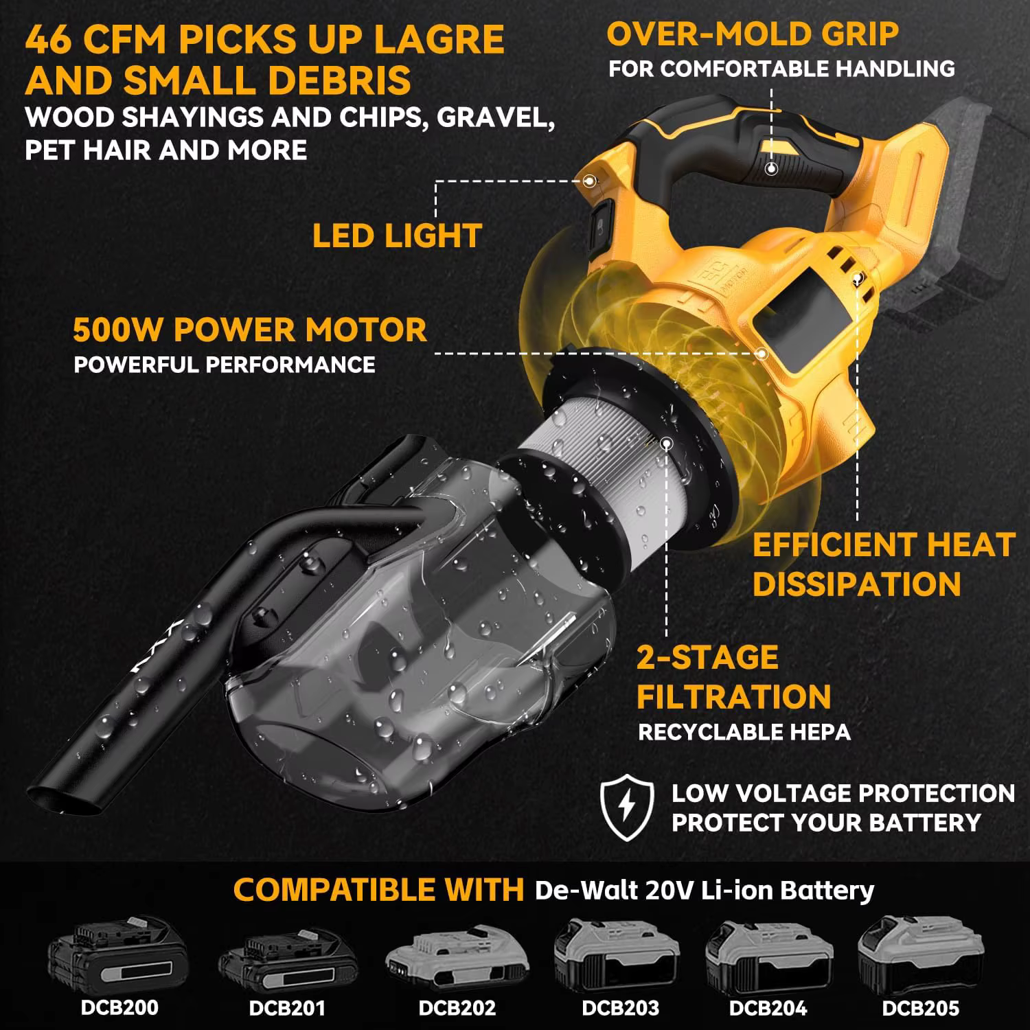 Aspirateur électrique à main 5 en 1 avec moteur puissant 400W