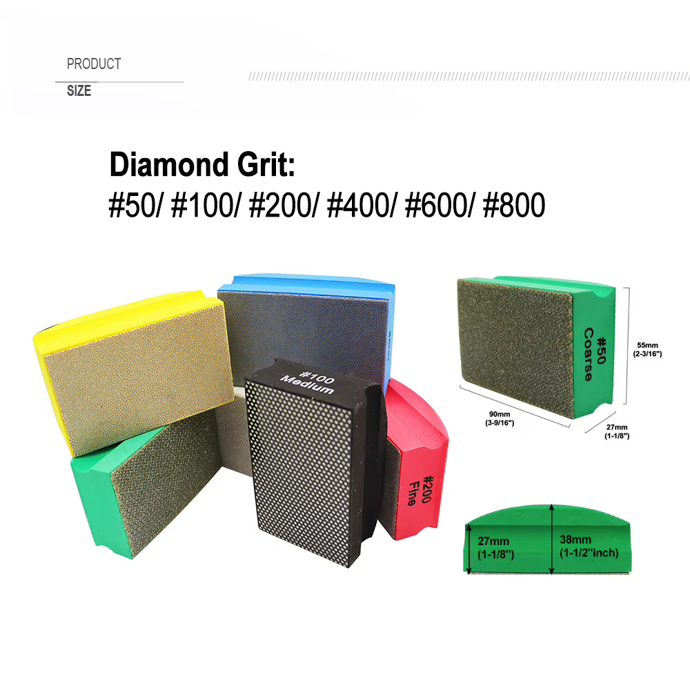 SHDIATOOL 1pc Grit50-800 diamant tampons de polissage à la main béton pierre granit marbre 90X55mm support en mousse disque de ponçage meuleuse
