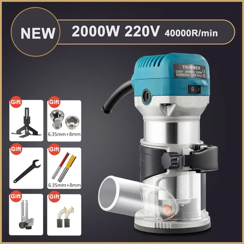 2000W bois routeur tondeuse électrique 220V travail