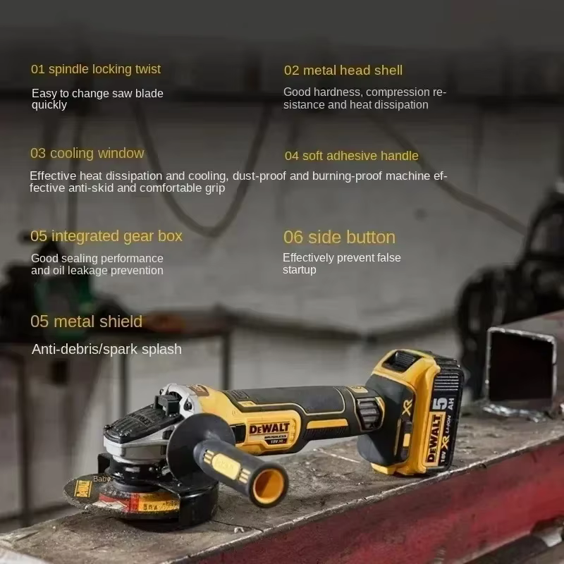 DEWALT DCG405 Meuleuse d'angle sans fil 18V 125mm à batterie lithium