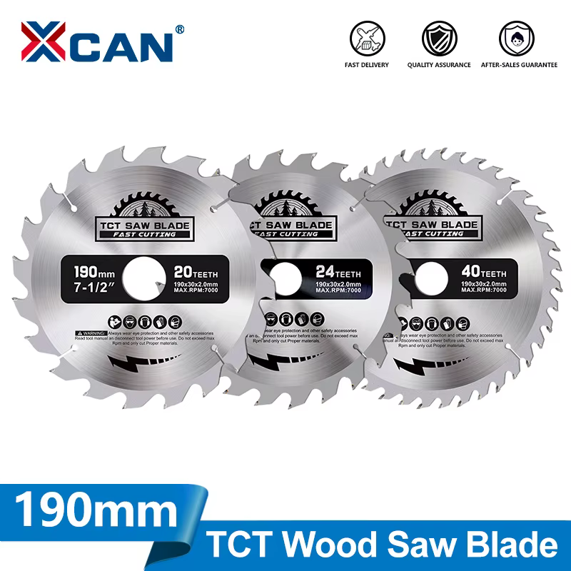 XCAN 1 pièce Lame de scie circulaire 190 mm 20/24/40T TCT
