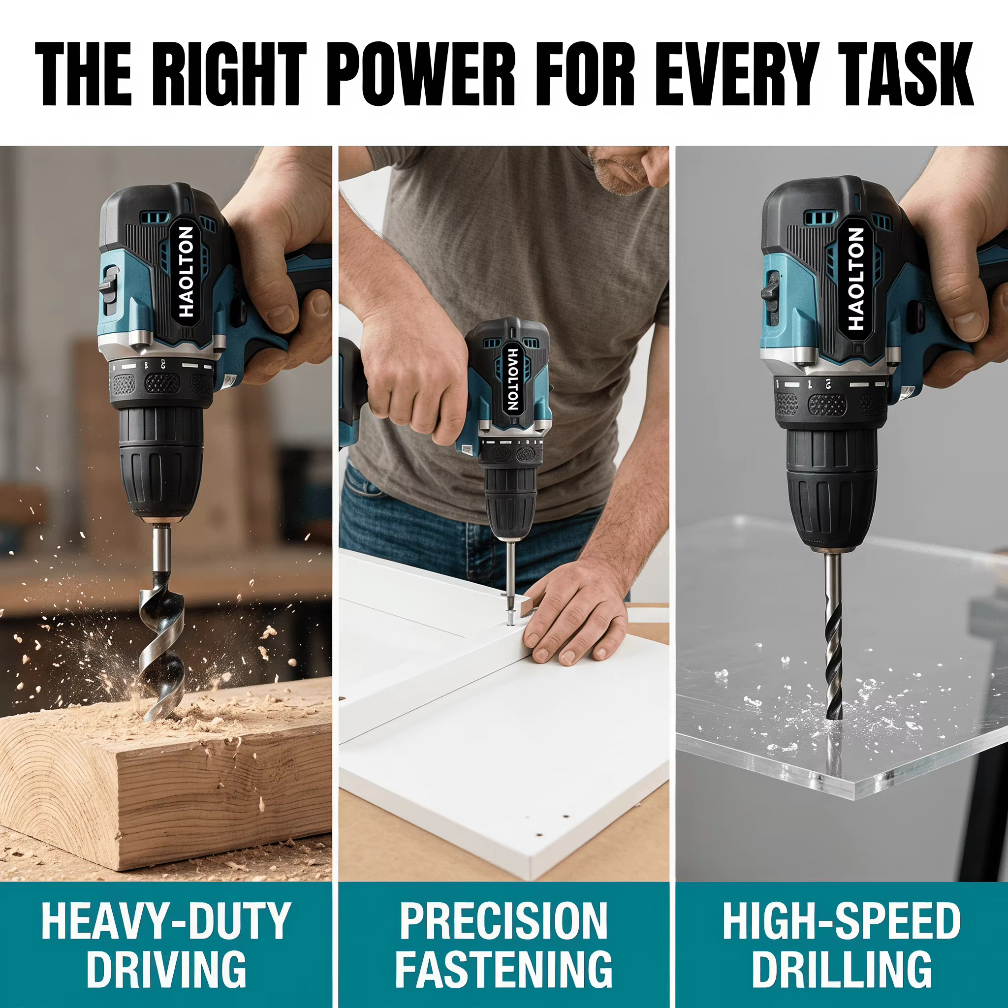 Perceuse-visseuse électrique sans fil HAOLTON 3/8 pouce