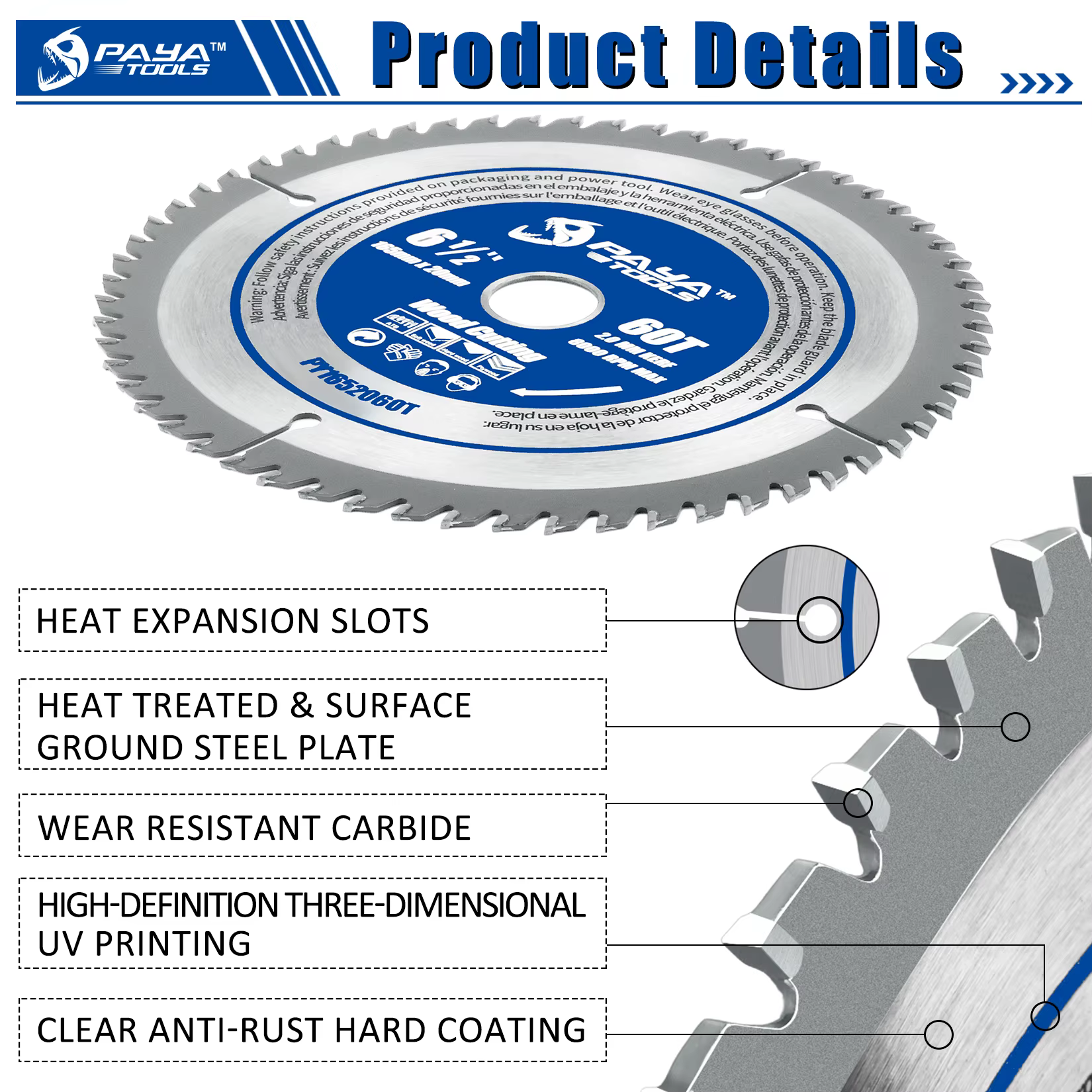 Lame de scie circulaire PAYA 6 1/2" 60T ATB