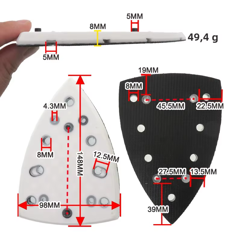 Tampon de ponçage de secours sans poussière 148x98mm pour disques