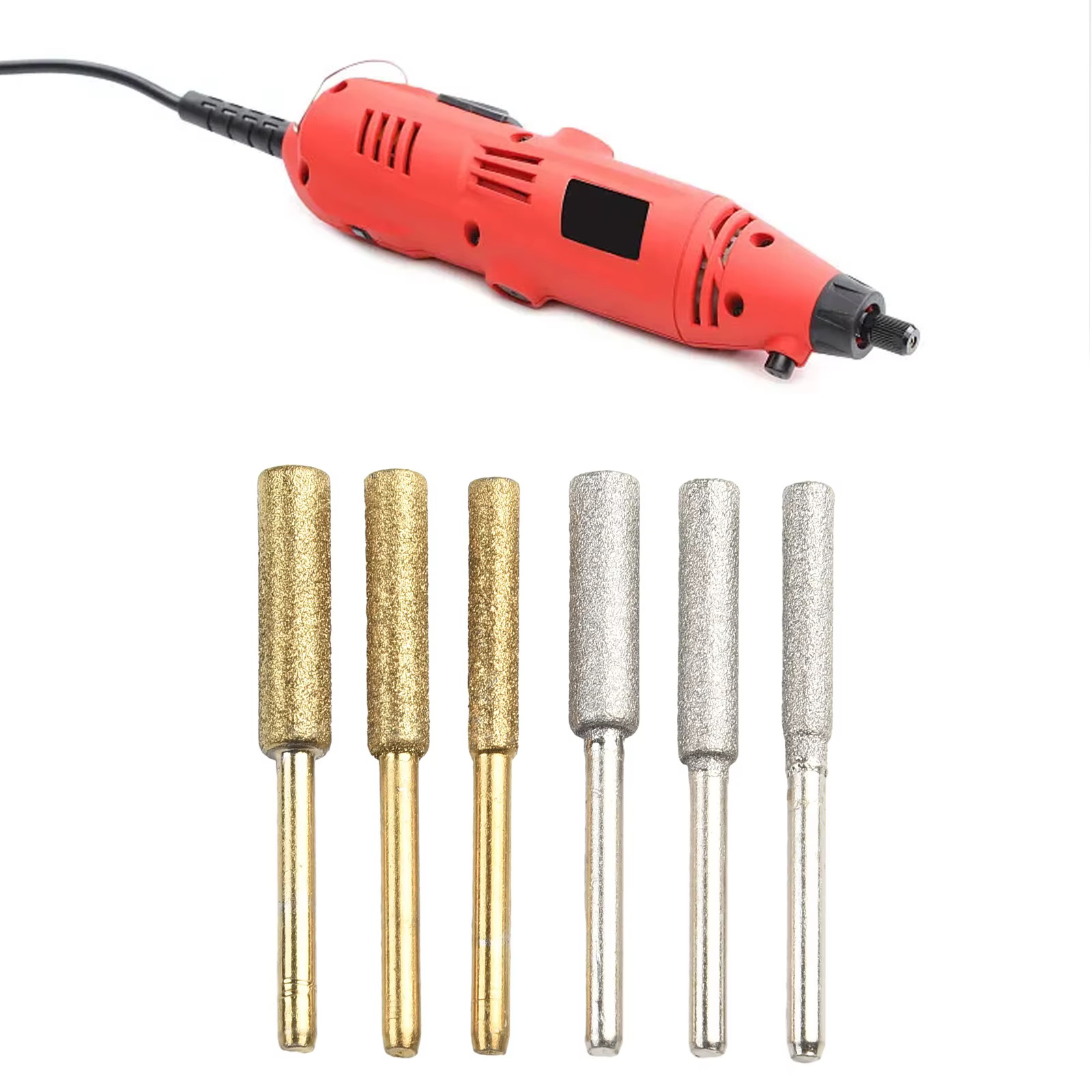 6 pièces fraises cylindriques revêtues 4/4.8/5.5mm affûteuse de tronçonneuse lime en pierre scie à chaîne affûtage tête de meulage