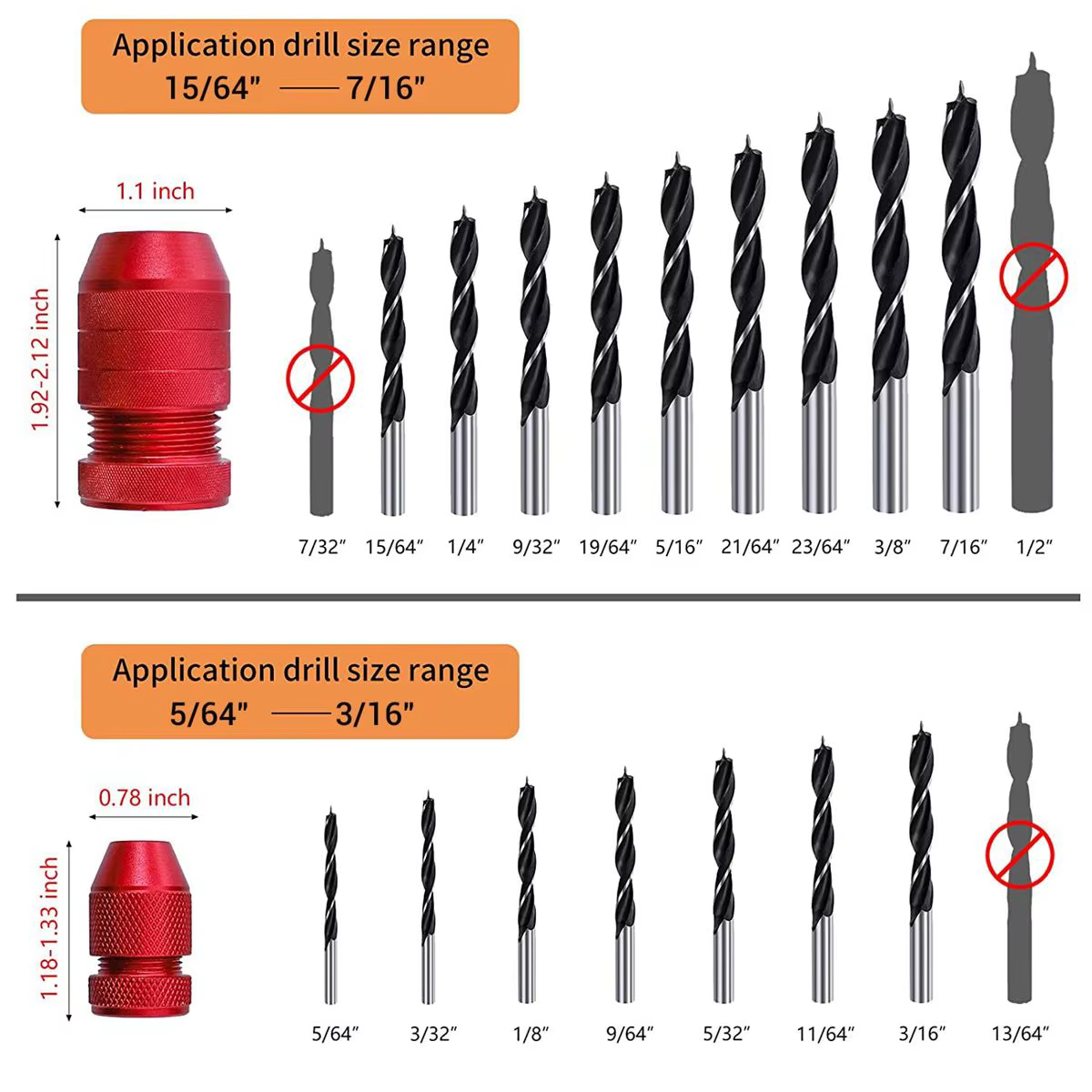 Jeu de butées de perceuse en aluminium