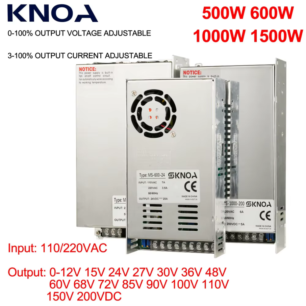 Alimentation réglable 500W 600W 1000W 1500W 0-12V 15V 24V 27V 30V 36V 48V 68V 72V 85V 110V 150V 220V DC laboratoire industriel Smps