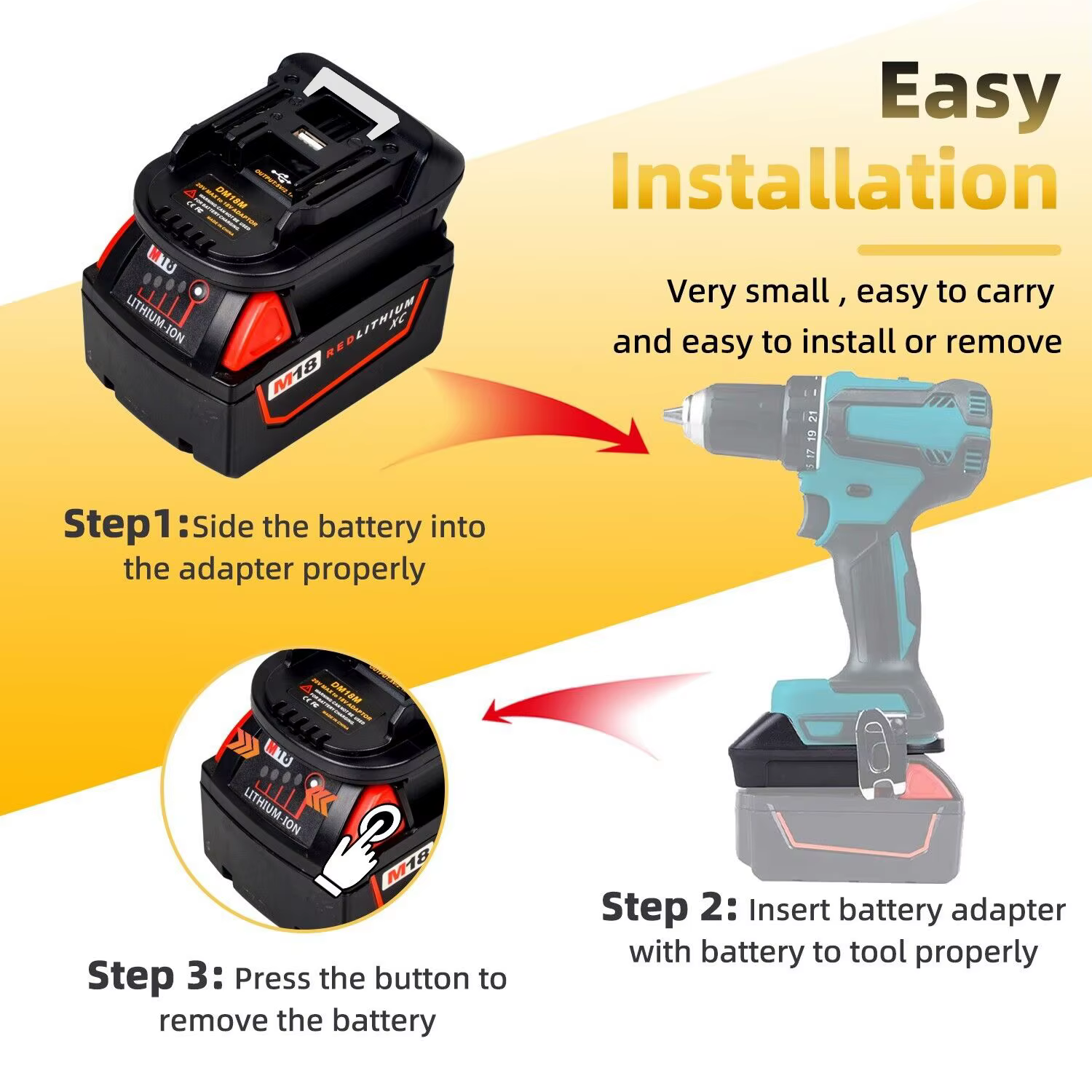 Adaptateur de batterie DM18M pour outils Makita 18V
