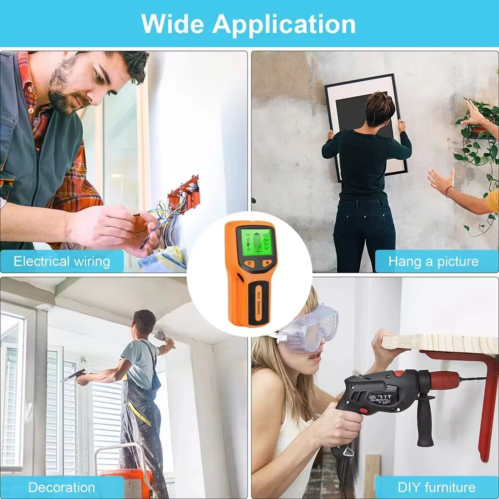 5in1 détecteur de goujons muraux écran LCD multifonctionnel portable pour bois câble de fil ca