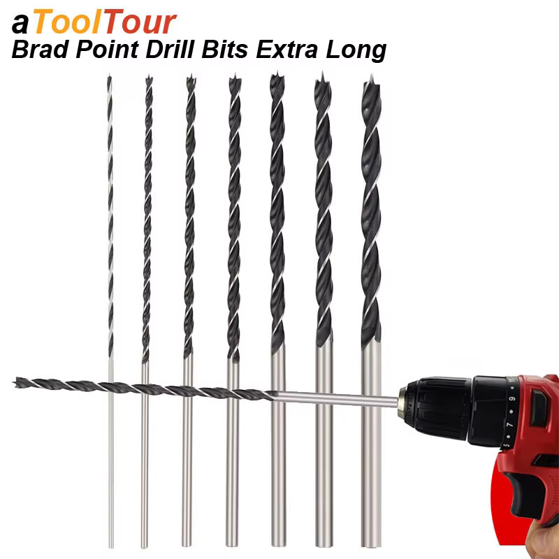 Jeu de forets à pointe Brad Extra Long 300mm localisateur central torsion acier au carbone travail du bois pour
