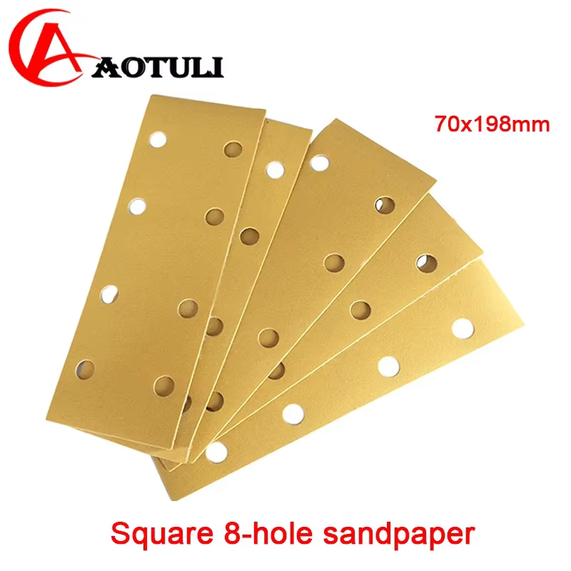 Papier de verre abrasif 70x198mm carré 8 trous bande Abrasive sans poussière antiadhésive grain 80-400 gommage utilisé