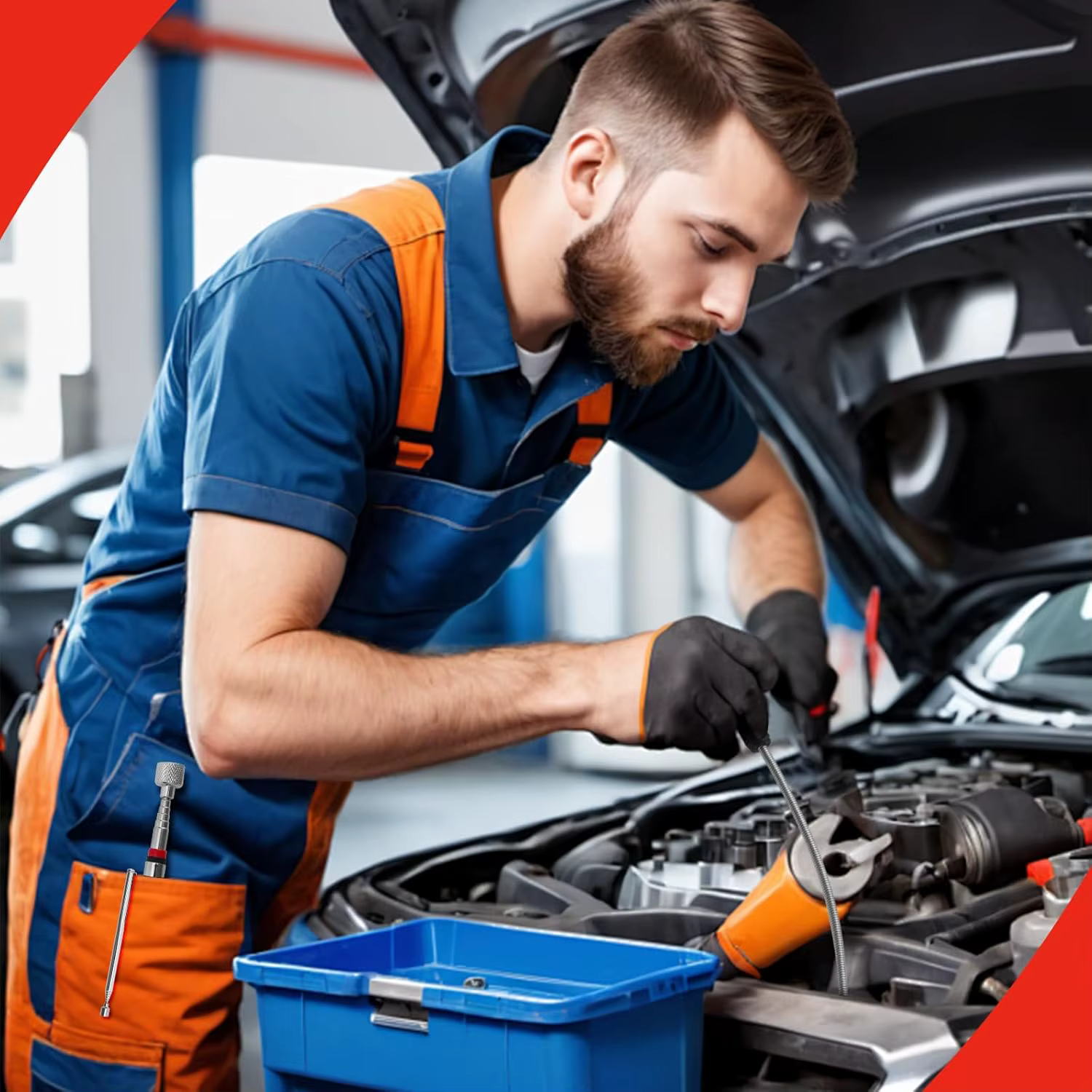Ensemble de 3 outils de ramassage magnétiques télescopiques flexibles longs pour la réparation automobile