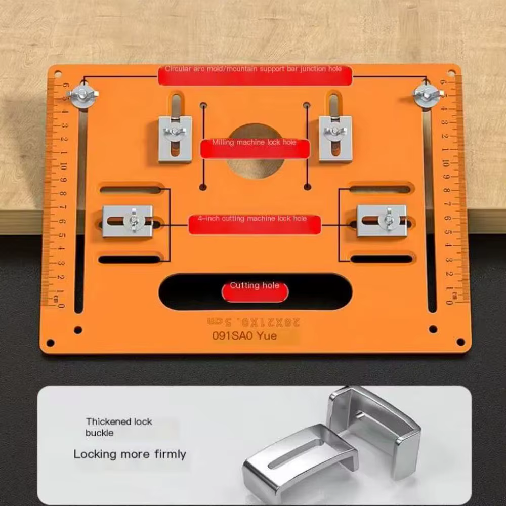 Plaque de support pour machine à découper le bois, gabarit de positionnement pour la découpe et le cintrage de panneaux en bois, outils de rainurage pour plaques de plâtre