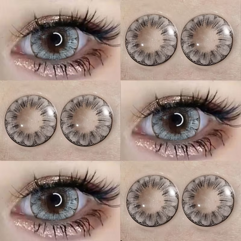 1 paire de lentilles de Contact de couleur pour les yeux, lentille grise ambre naturelle annuelle, cosmétiques, lunettes souples, beauté, mode élève avec lentilles