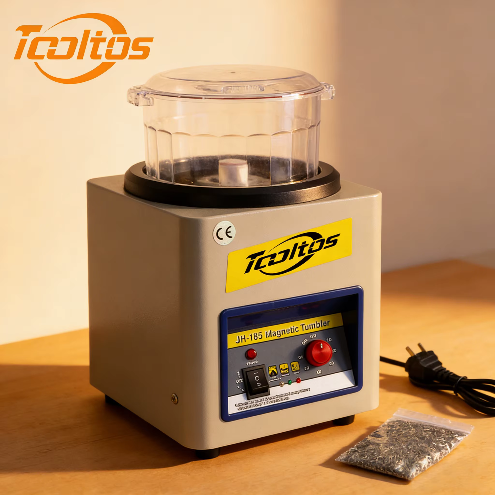 TOOLTOS Machine de polissage de bijoux magnétique 600g baril 1400-2000 tr/min polisseuse de gobelet pour la fabrication