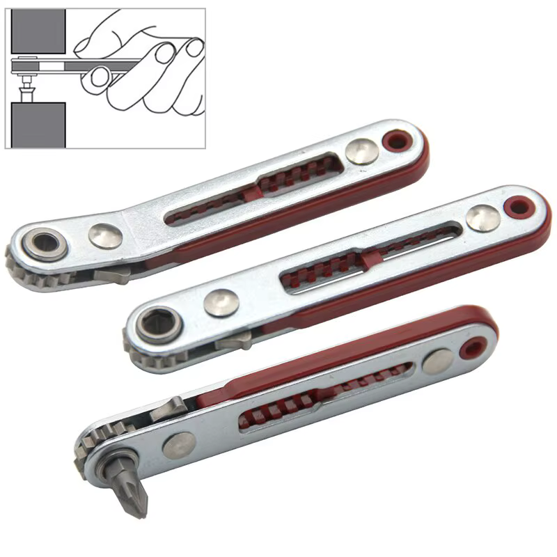 Multifonctionnel Bidirectionnel Avant et Inverse Tournevis À Cliquet Coude Clé À Tête Plate Croix