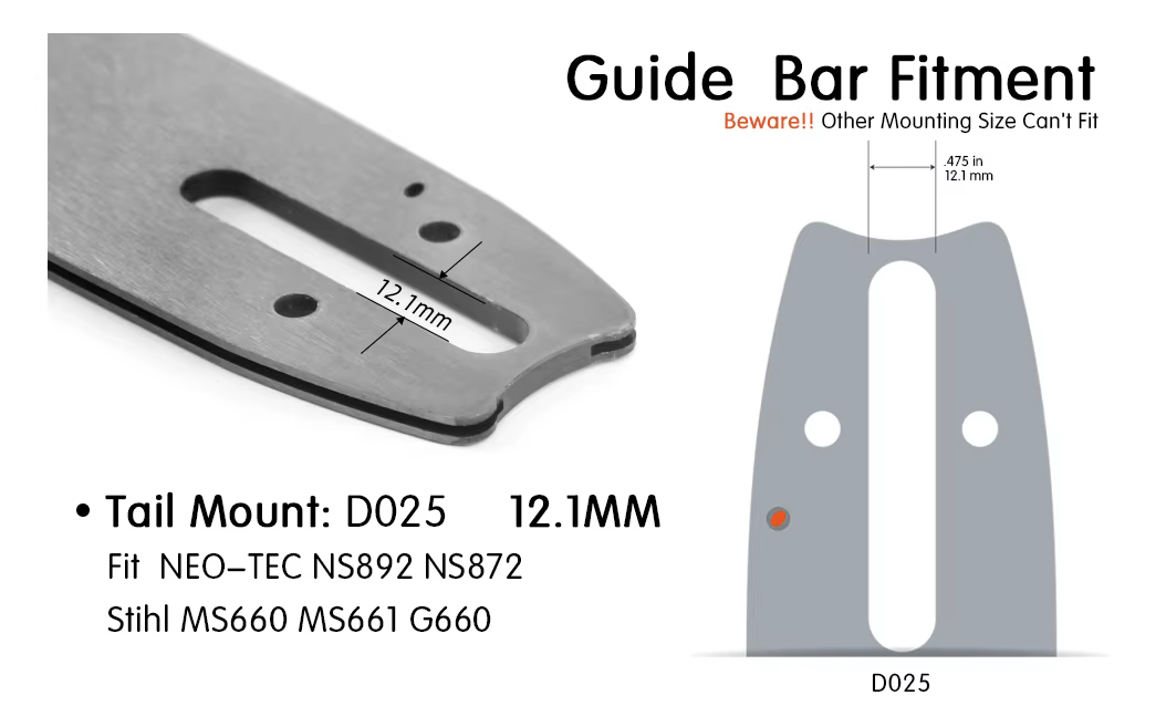 Guide-chaîne de tronçonneuse de 28 pouces avec chaîne de sciage pour Stihl MS381 440 660 661