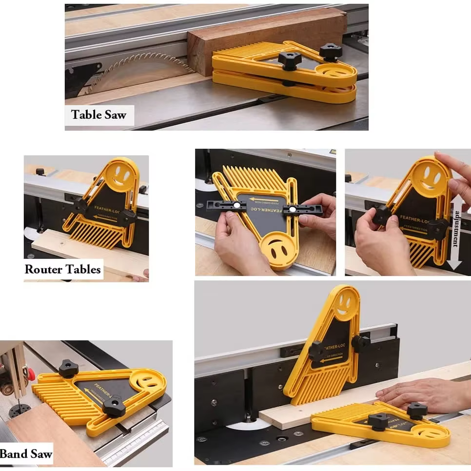 Paquet de 2 planches à plumes Double plume Loc Board réglable travail du bois sécurité Table scie bloc poussoir pour