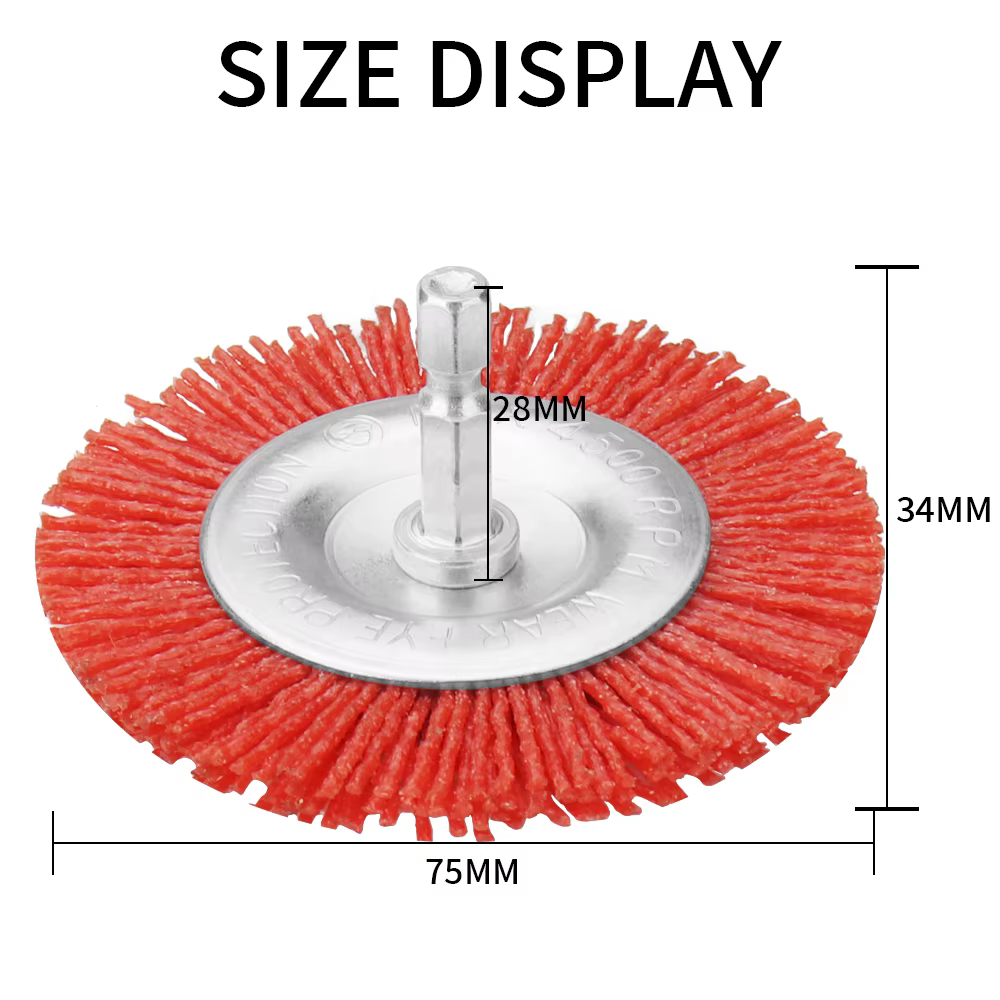 Brosse plate en Nylon, roue métallique Abrasive pour perceuse