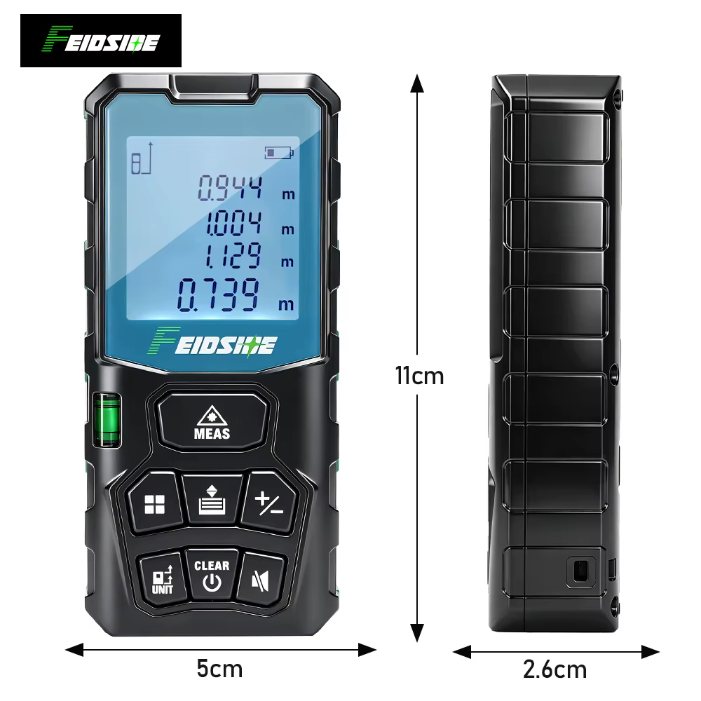 FEIDSIDE Télémètre laser multifonctionnel à lumière rouge 50M & 120M avec grand écran LCD