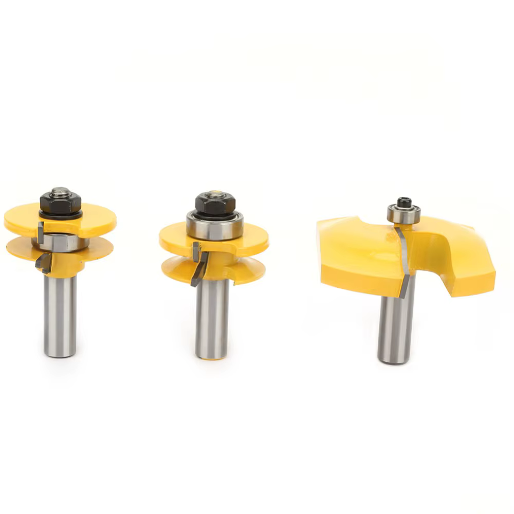 Lot de 3 fraises à queue de 1/2 pouce en carbure cémenté pour profilés et moulures, design arrondi