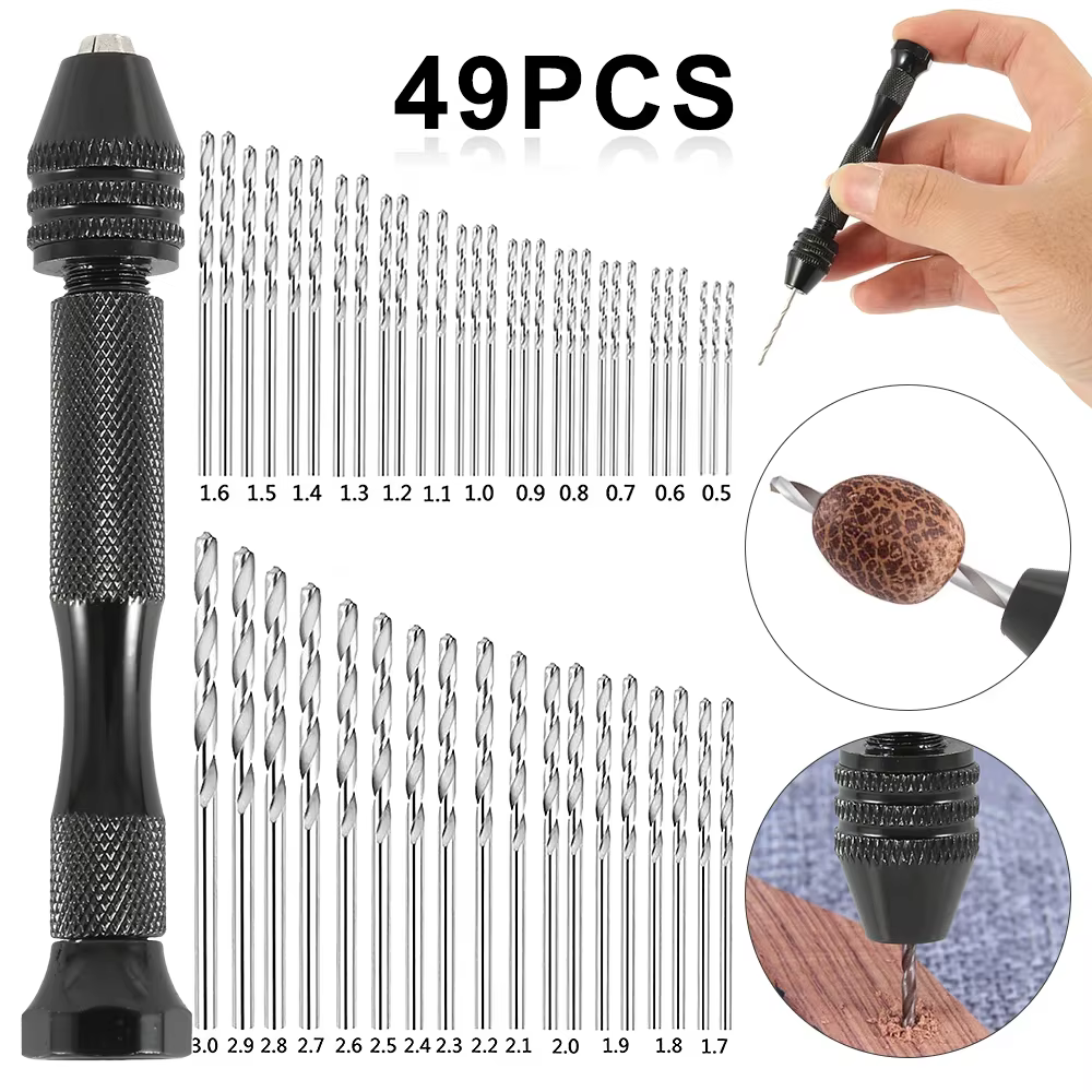49 pièces 0.2-3.4mm ensemble de perceuse à main Mini foret