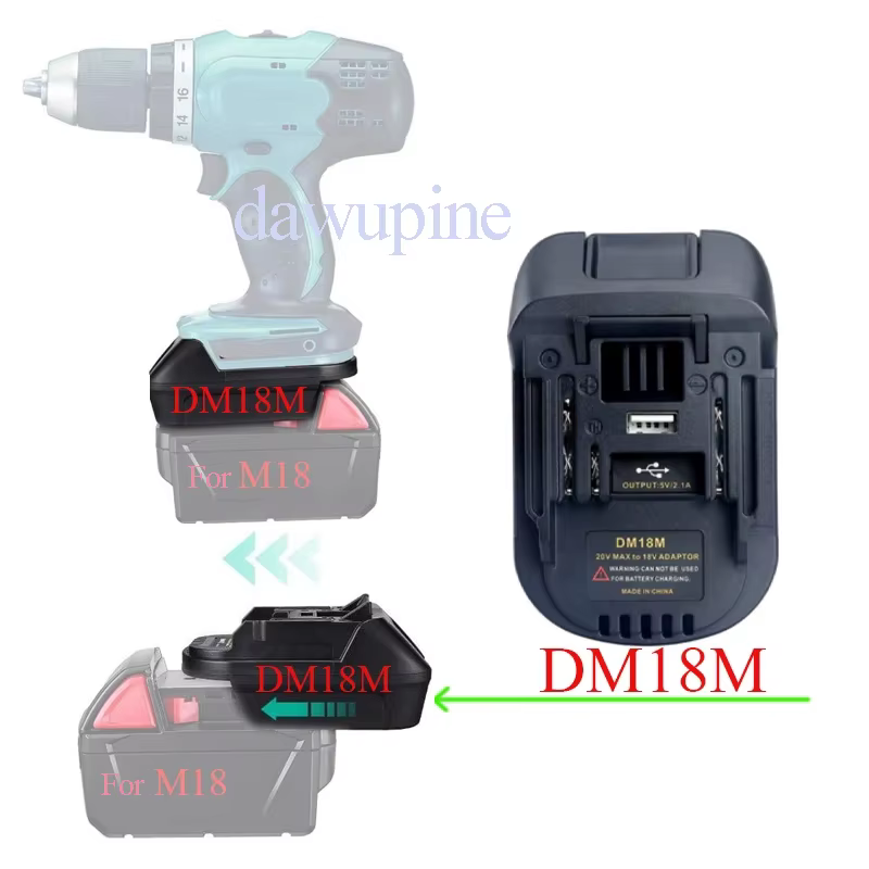 Adaptateur convertisseur DM18M pour Milwaukee pour M18 pour batterie Li-ion Dewalt 20V pour outils électriques Makita