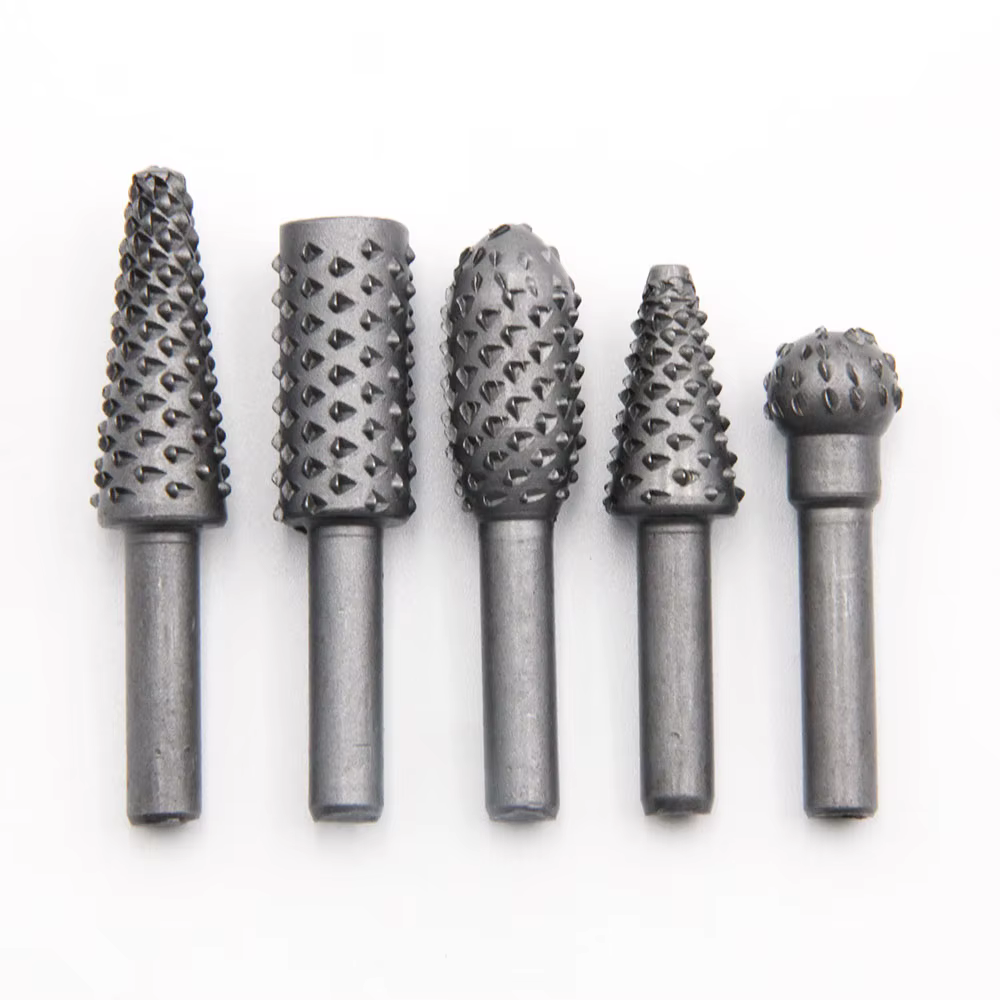 5pc argent travail du bois loup dent bâton fichier rotatif bricolage outil de meulage accessoires ensemble électrique