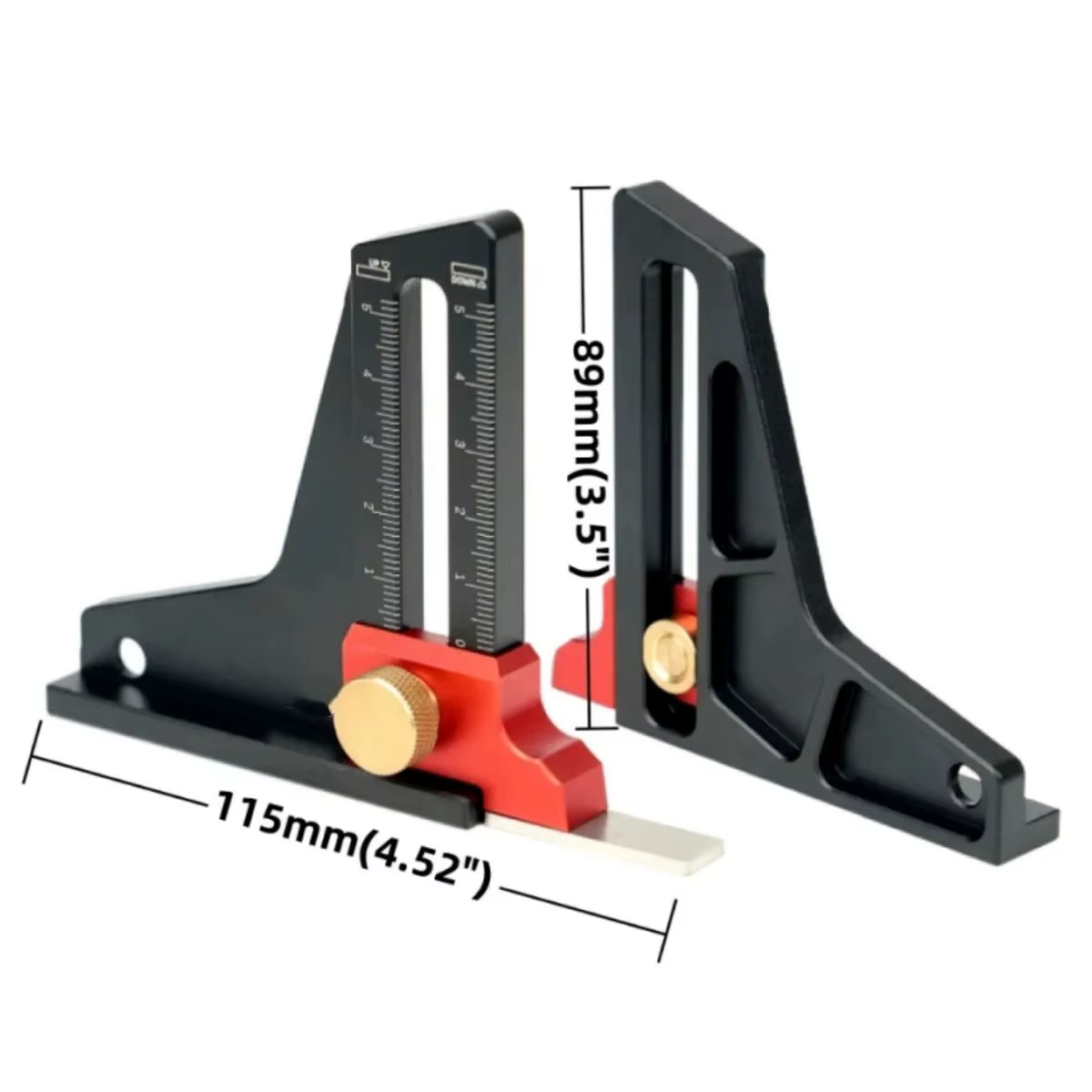 Jauge de profondeur pour scie à table 0-50 mm en aluminium réglable avec verrouillage pour réglage de la hauteur
