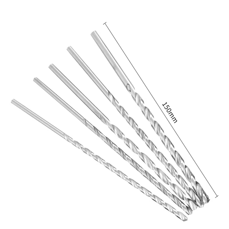 15Pcs Extra Long 150Mm HSS foret hélicoïdal 2Mm 3Mm 3.5Mm 4Mm 5Mm tige droite tarière bois métal outils de forage