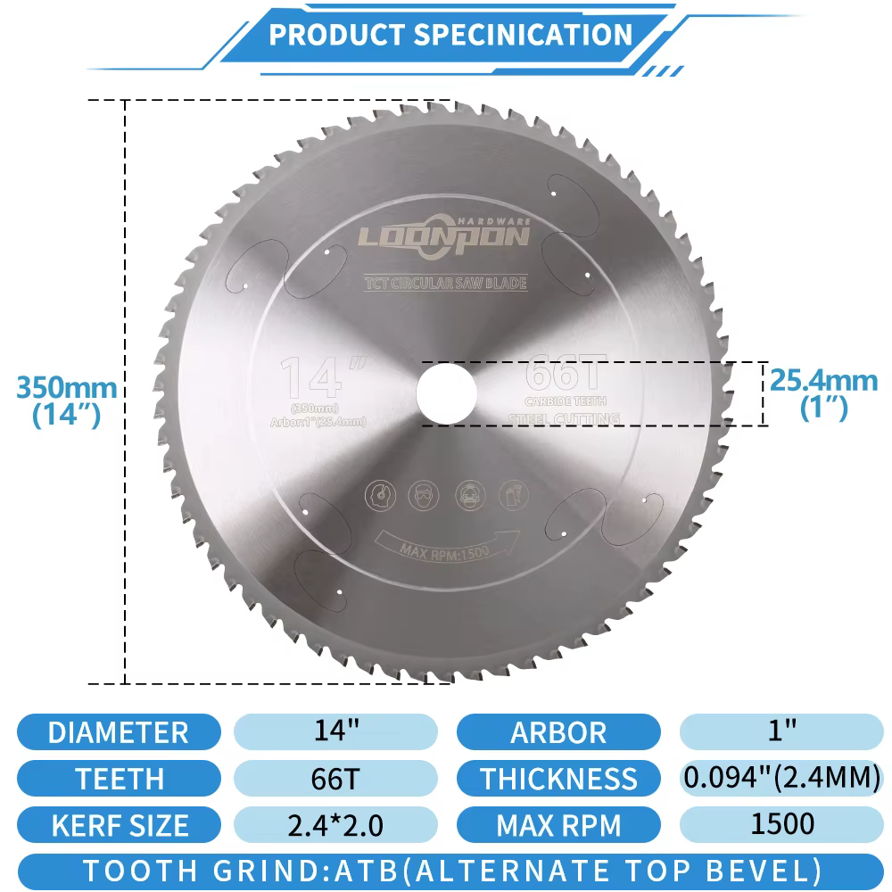 Disque de coupe en métal 350mm/14 pouces