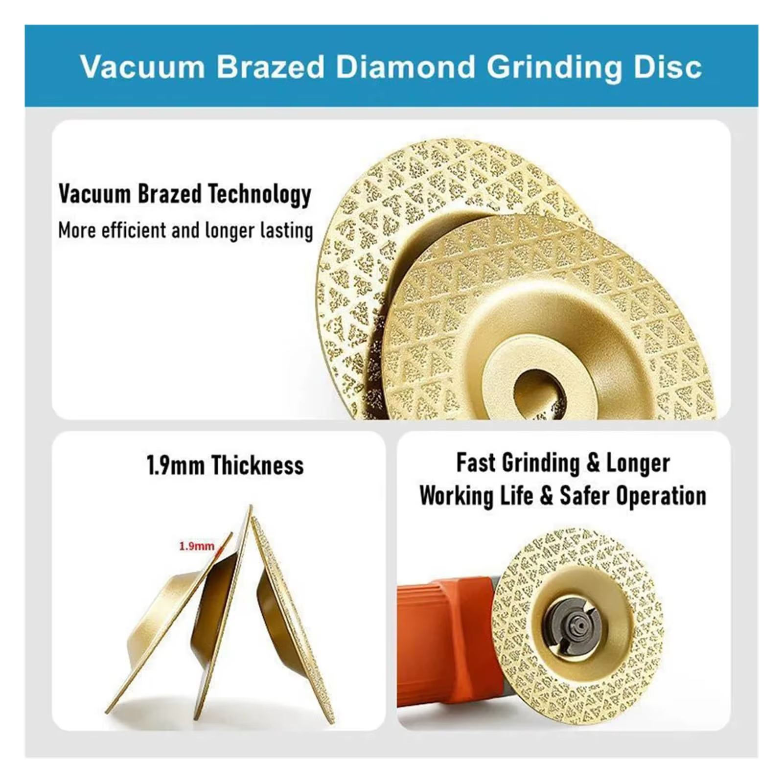 1PC 45/60/100 # Disque de meulage diamanté brasé pour meuleuse d'angle
