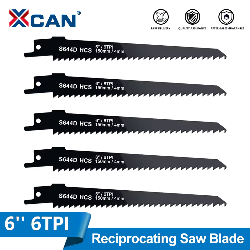 XCAN 1/2/5 pièces S644D lames de scie alternative 6 pouces 6TPI HCS sabre pour couper le bois PVC