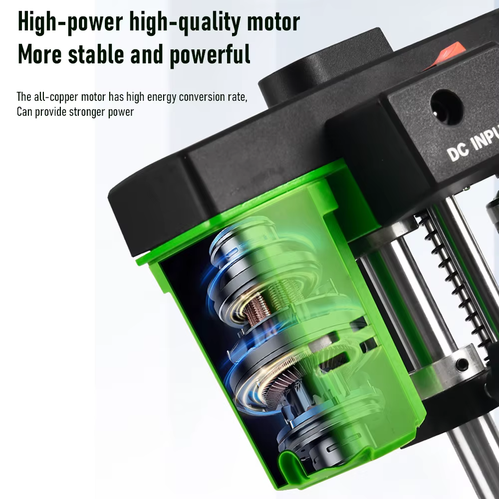 Perceuse à colonne miniature portable 7 vitesses AC/DC double usage, machine de perçage de haute précision, perceuse de bureau pour la maison, les loisirs et l'atelier