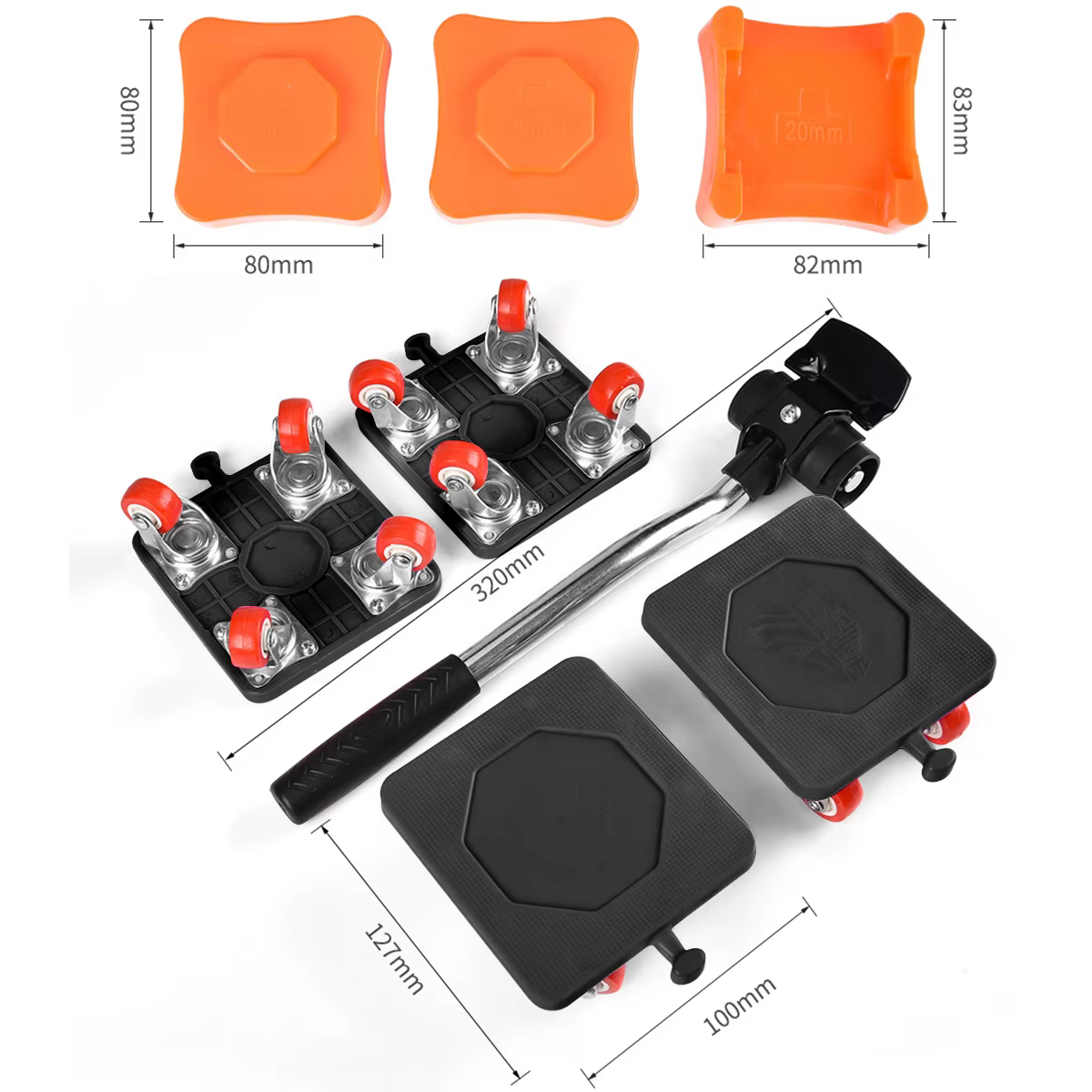 Ensemble d'Outils de Déménagement de Meubles RapDuty, Levage de Transport de Meubles, T-shirts de Travail, Rouleau, Roue, Bar, Objets, Outils à Main Mobiles, 400kg