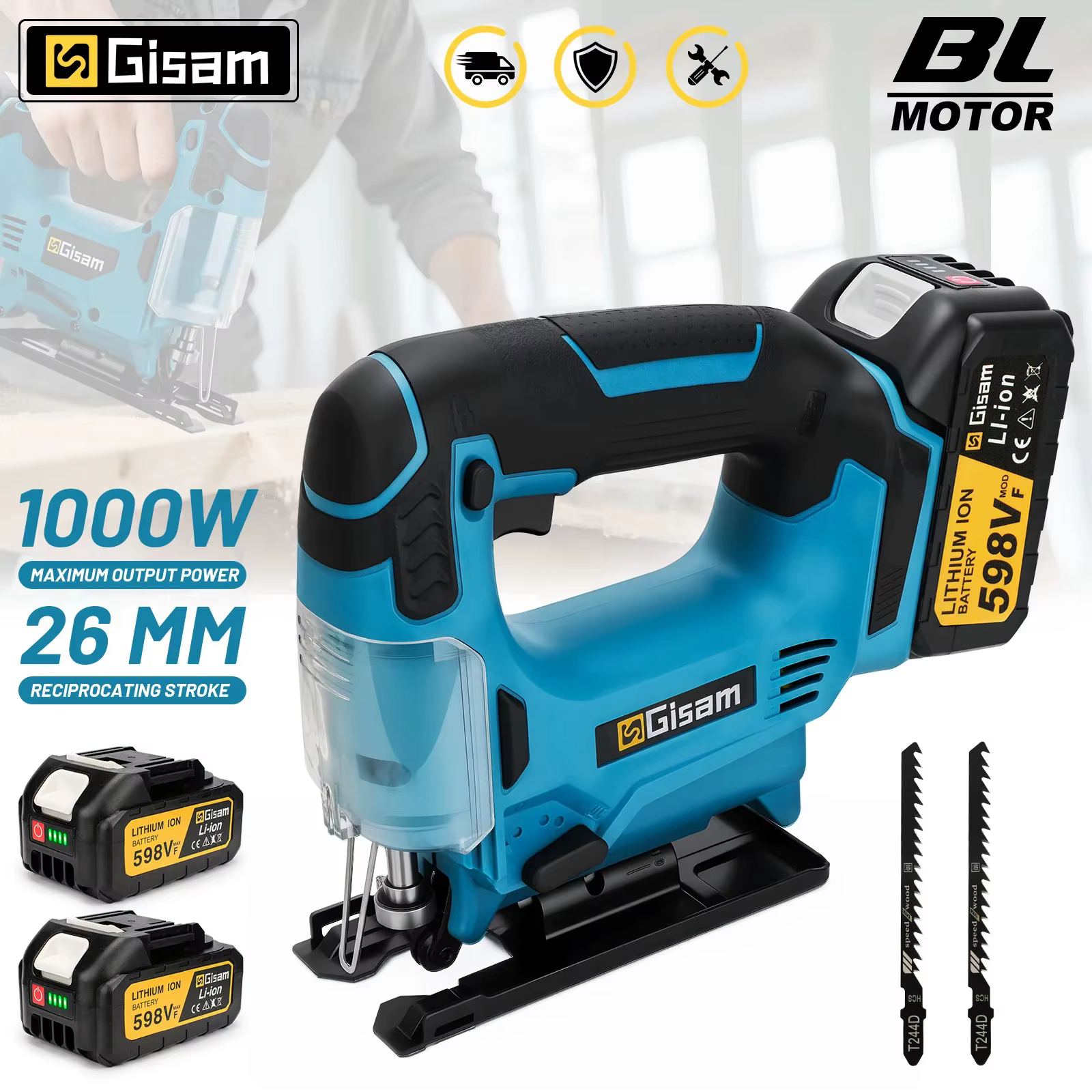Gami 26mm 6000spm scie sauteuse électrique sans brosse