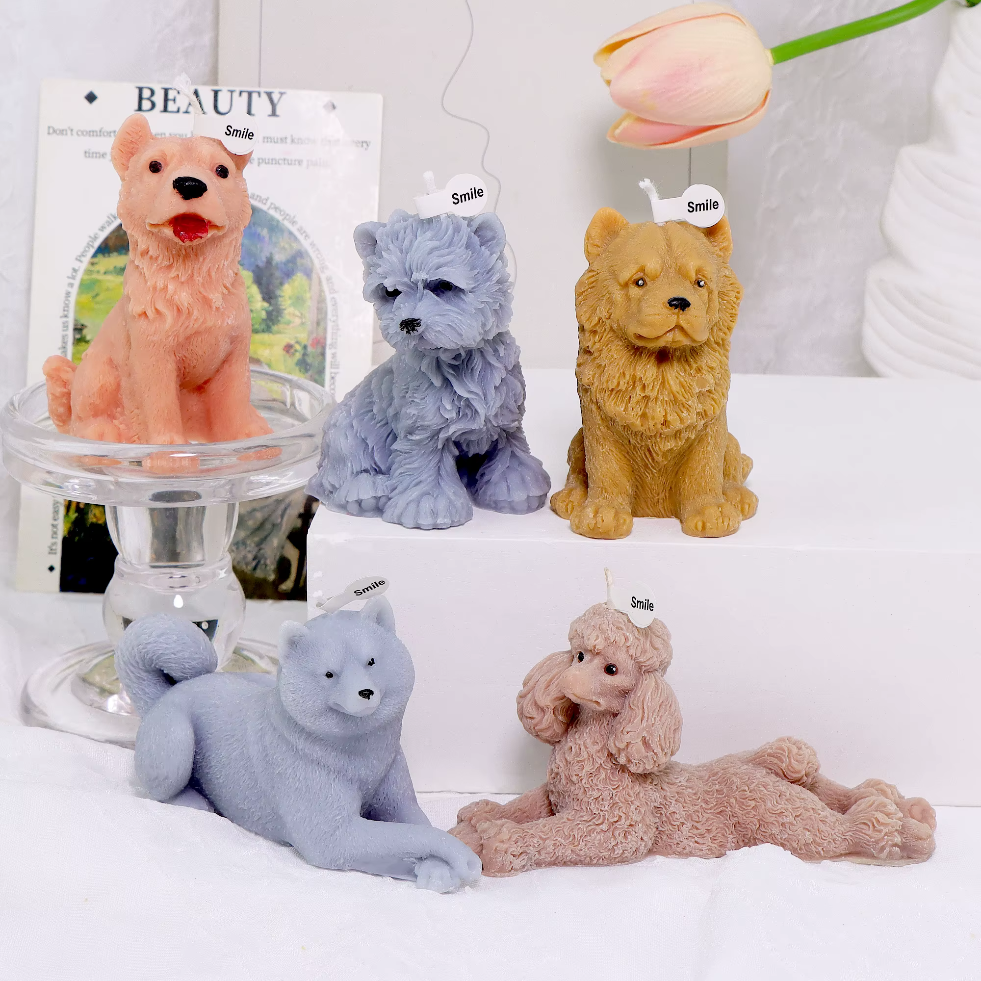 Moule 3D pour chiot, Animal, Labrador, outil de modélisation, accessoires, bougie parfumée ondulée, pilier, savon, Retriever, décor de plâtre Samoyède
