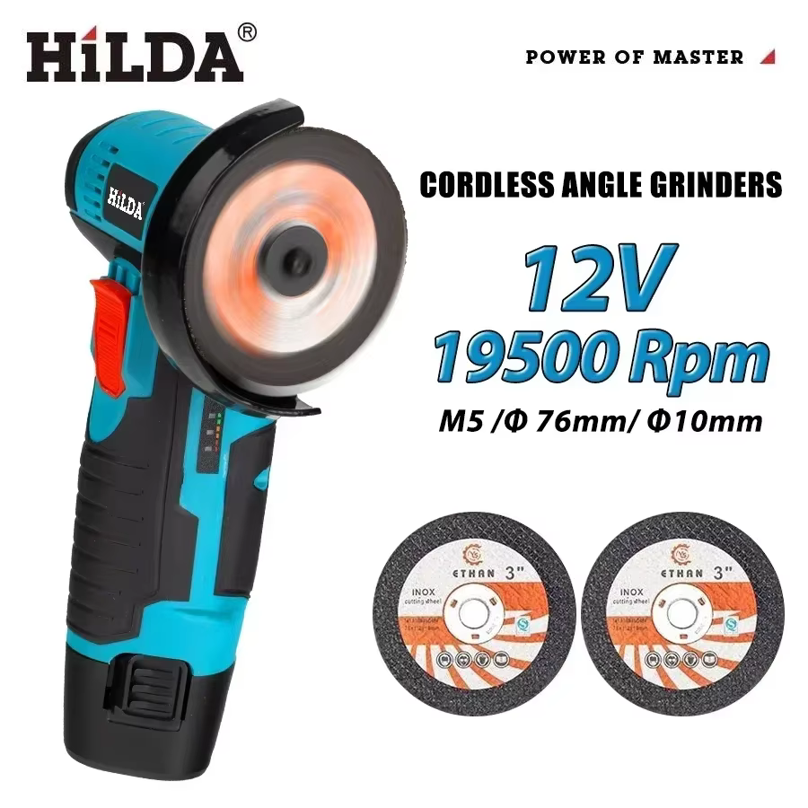 HiLDA 12V/3 Pouces Lithium Électrique Angle Grinder Mini Petit Ménage De Poche Machine De Découpe Polissage
