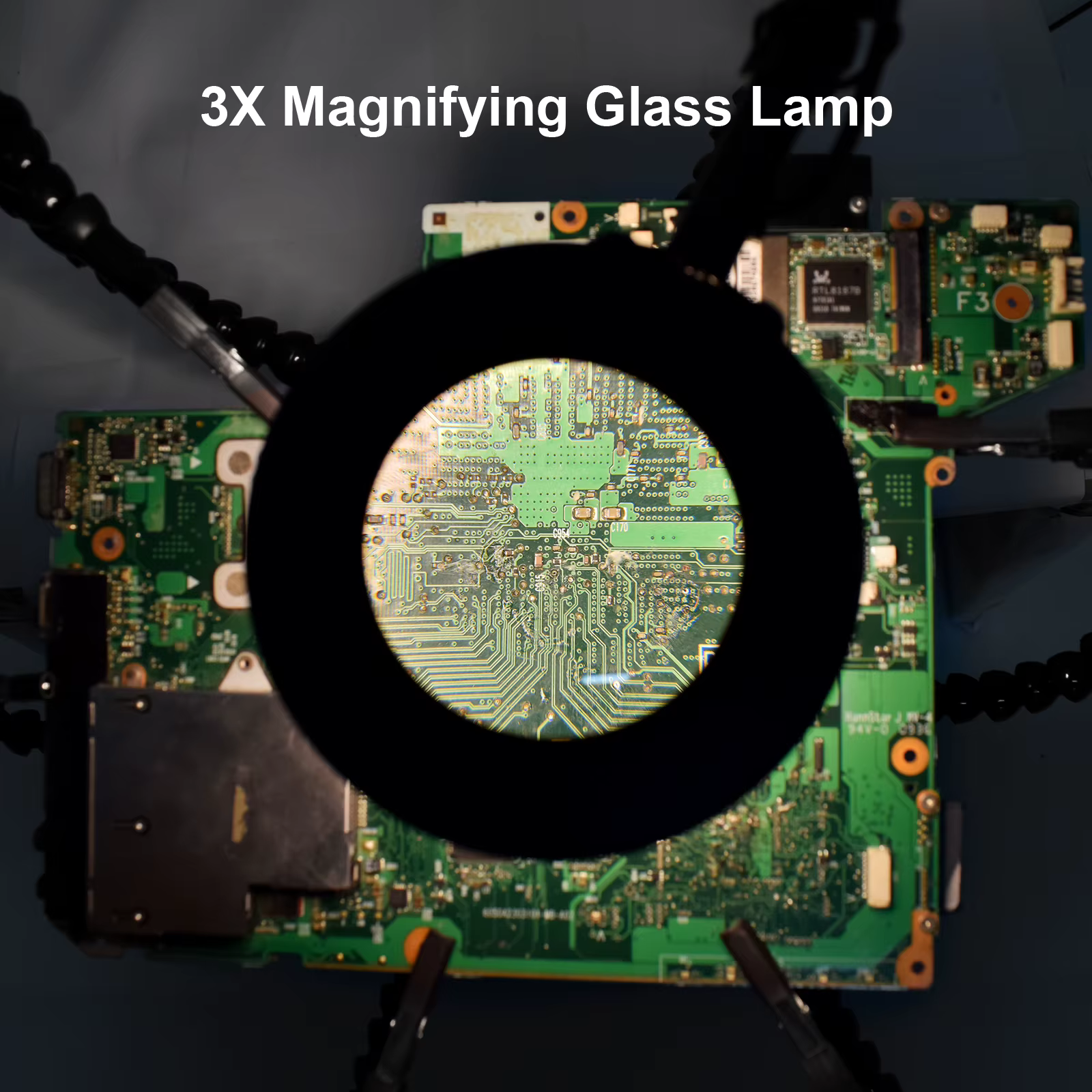 Toolour aider les mains à souder outils de troisième main 5 bras flexibles avec pince de Table réglable loupe LED 3X outil de support de carte PCB