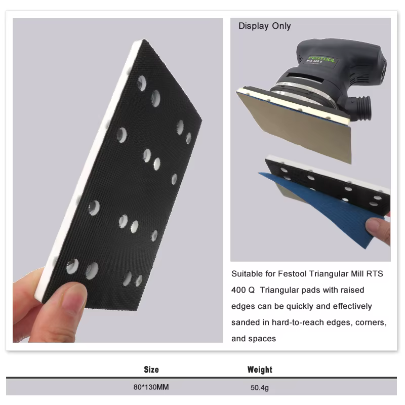 Tampon de ponçage 80x130mm Compatible avec Festool RTS 400 RS 400 RTSC 400 ponceuse remplacement disque de polissage
