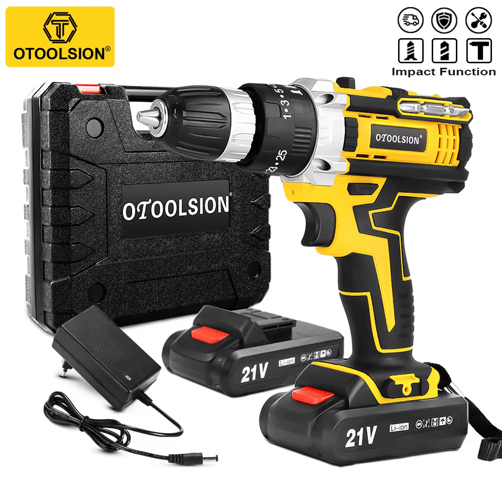 OTOOLSION nouveau perceuse sans fil à percussion 21V tournevis électrique batterie Rechargeable perceuse à main sans fil outils électriques pour bricolage maison