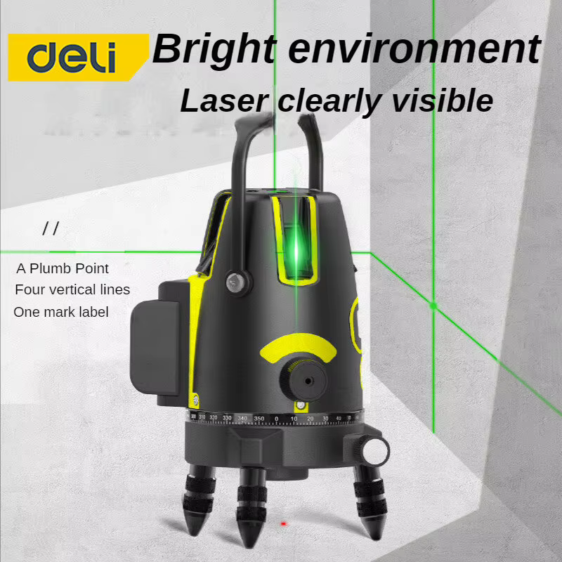 Deli niveau Laser GreenRadius 2/3/5 crosslines auto-nivelant 360 rotatif pour utilisation intérieure et extérieure alignement horizontal et vertical