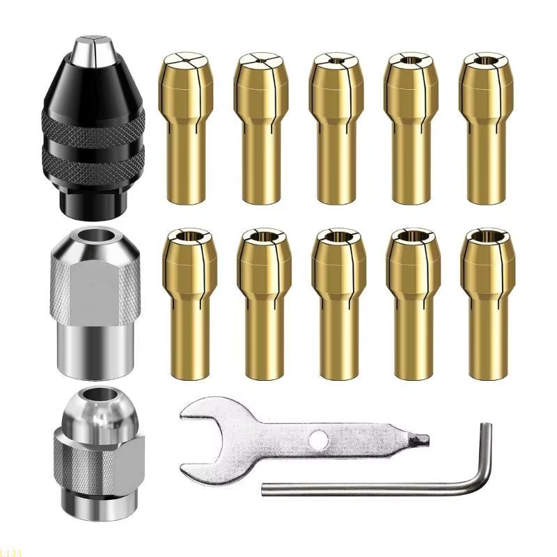 U13A 15pcs Drill Chuck Collet Set Copper Collètes Chucks pour outil rotatif 1/32 "à 1/8"