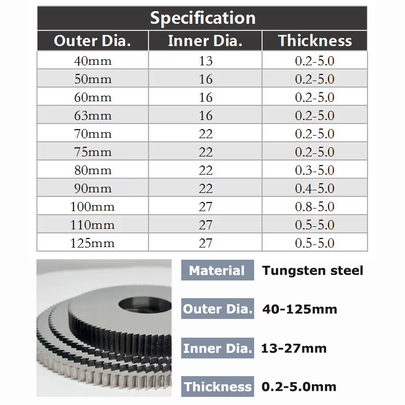 YZH lame de scie circulaire fraisage outil de coupe CNC diamètre 40 50 60 63 70 75 80 90 100 110 125mm pour l'acier métallique