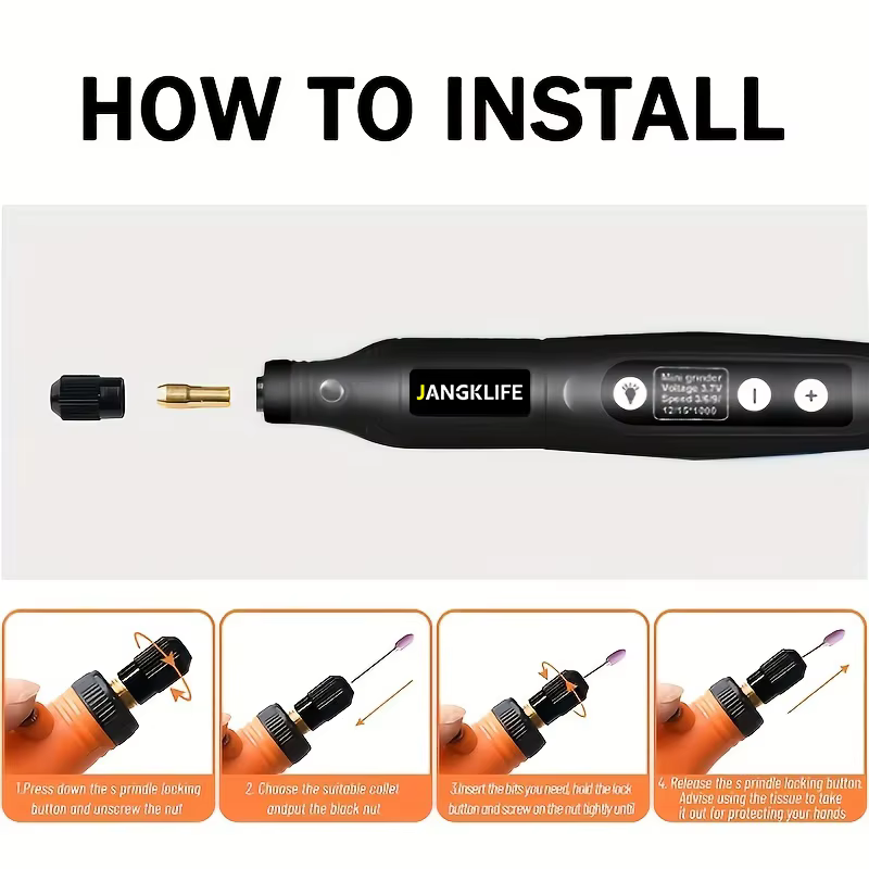JANGKLIFE USB Kit d'outils rotatifs sans fil stylo de gravure sur bois bricolage pour bijoux métal verre Mini perceuse sans fil